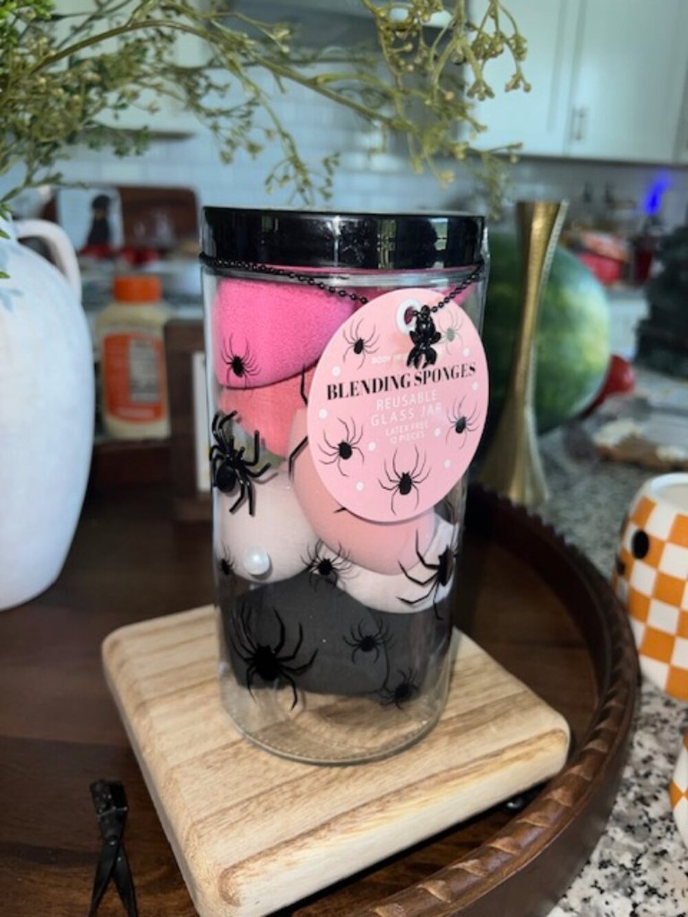 Glass Halloween Jar of beauty blenders